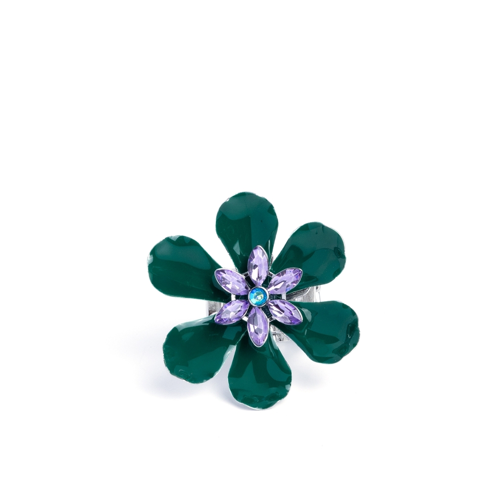 Paparazzi Green and Purple Floral Ring Blooming Boundary Fashion Jewelry
